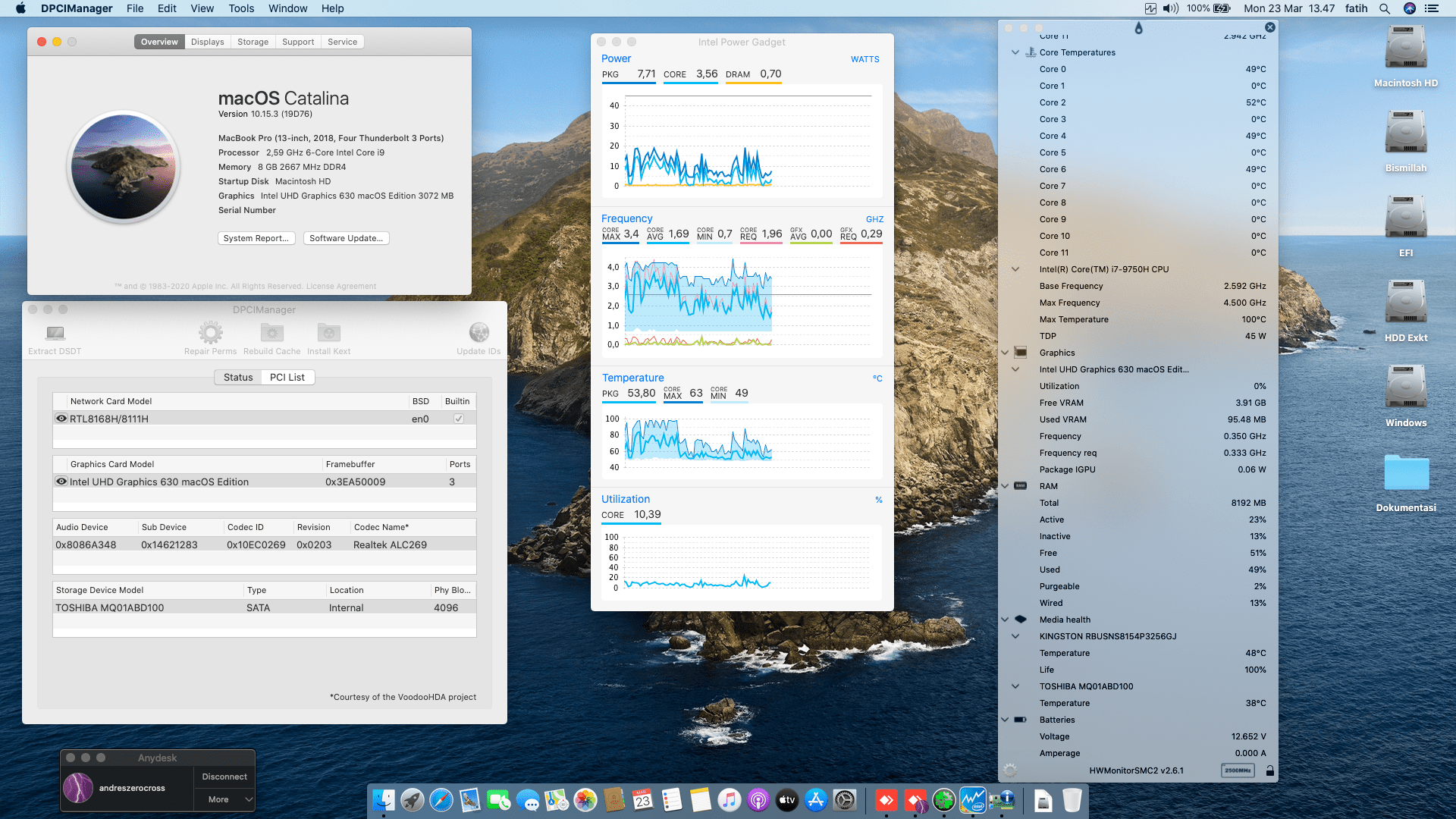 Success Hackintosh macOS Catalina 10.15.3 Build 19D76 in MSI GF75 Thin 9RCX